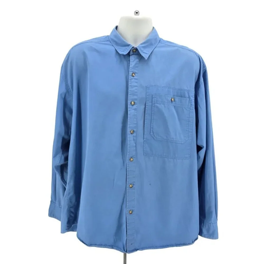 Vintage The North Face Mens XL Shirt Harp Seal Button Down Blue Long Sleeve 90s
